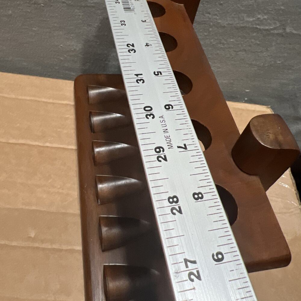 Vintage Duk-IT 6 Pipe Genuine Walnut Wood Stand Rest 10.5" - Picture 12 of 12